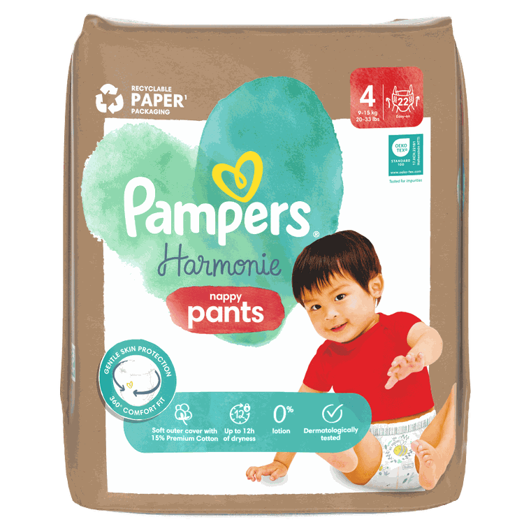 Pampers, Harmonie Baby, pieluchomajtki, rozmiar 4, 9-15 kg, 22 szt.