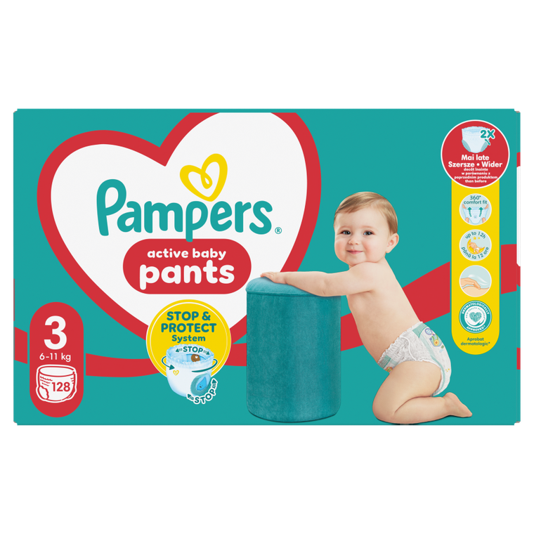 Pampers, Pants, pieluchomajtki, rozmiar 3, 6-11 kg, 128 szt.