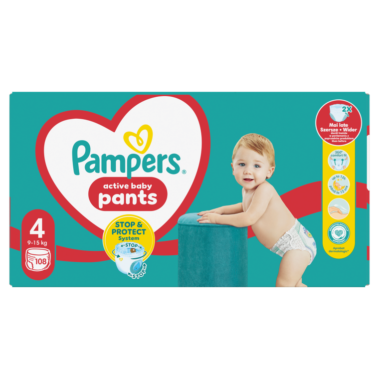 Pampers, Pants, pieluchomajtki, rozmiar 4, 9-15 kg, 108 szt.
