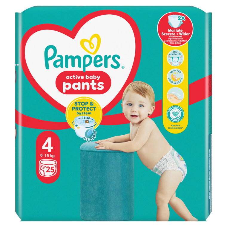 Pampers, Pants, pieluchomajtki, rozmiar 4, 9-15 kg, 25 szt.