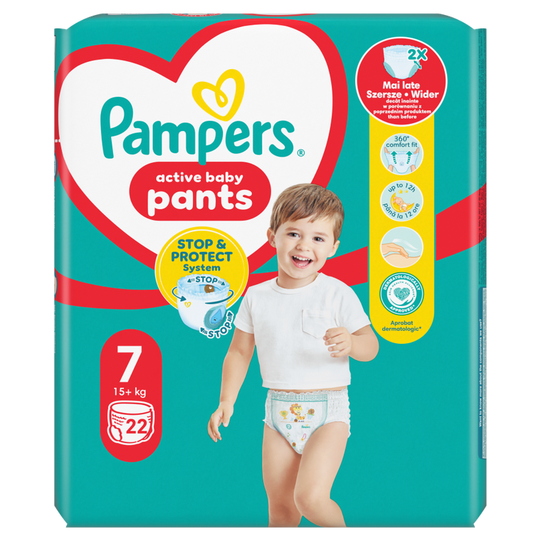 Pampers, Pants, pieluchomajtki, rozmiar 7, 15 kg+, 22 szt.