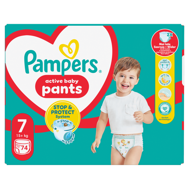 Pampers, Pants, pieluchomajtki, rozmiar 7, 15+ kg, 74 szt.