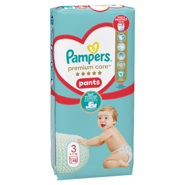 Pampers, Premium Care, pieluchomajtki, rozmiar 3, 6-11 kg, 48 szt.