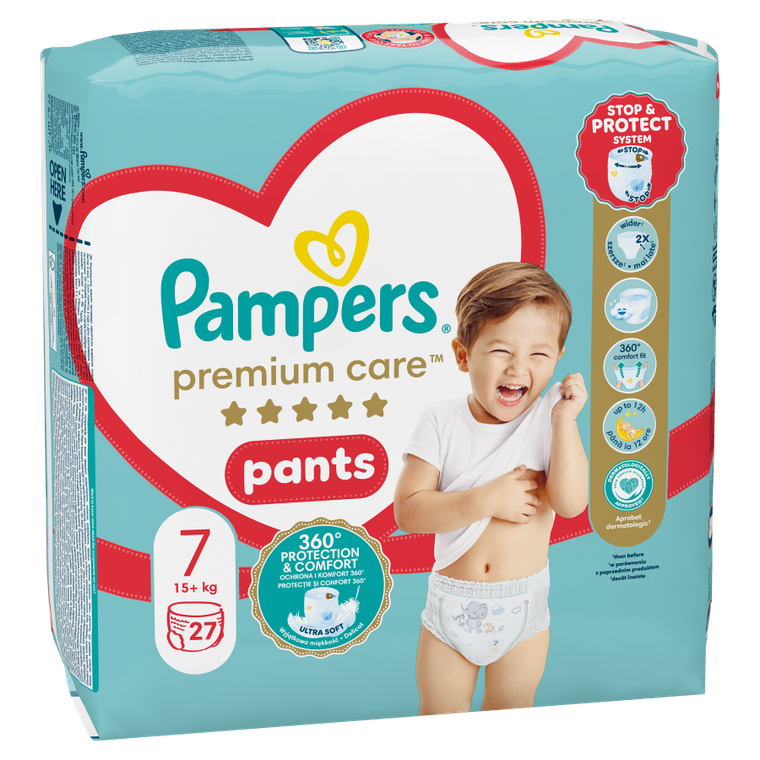 Pampers, Premium Care, pieluchomajtki, rozmiar 7, 15 kg+, 27 szt.