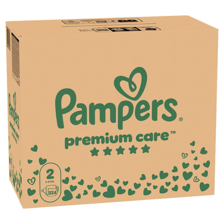 Pampers, Premium Care, pieluchy jednorazowe, rozmiar 2, 4-8 kg, 224 szt.