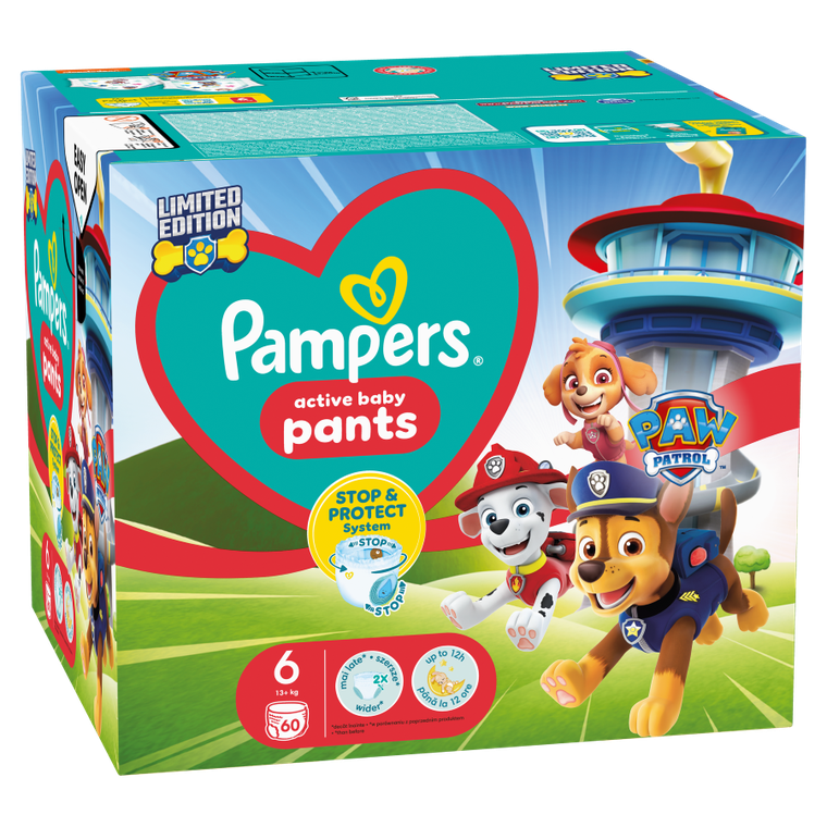 Pampers, Psi Patrol, Pants, pieluchomajtki, rozmiar 6, 13-19 kg, 60 szt.
