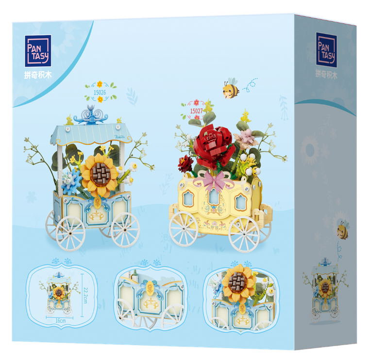 Pantasy, wózek kwiatowy ze słonecznikiem, klocki konstrukcyjne, 265 elementów