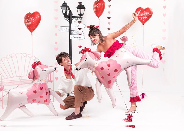 PartyDeco, balon foliowy Pudel, 119-108 cm, mix, 1 szt.