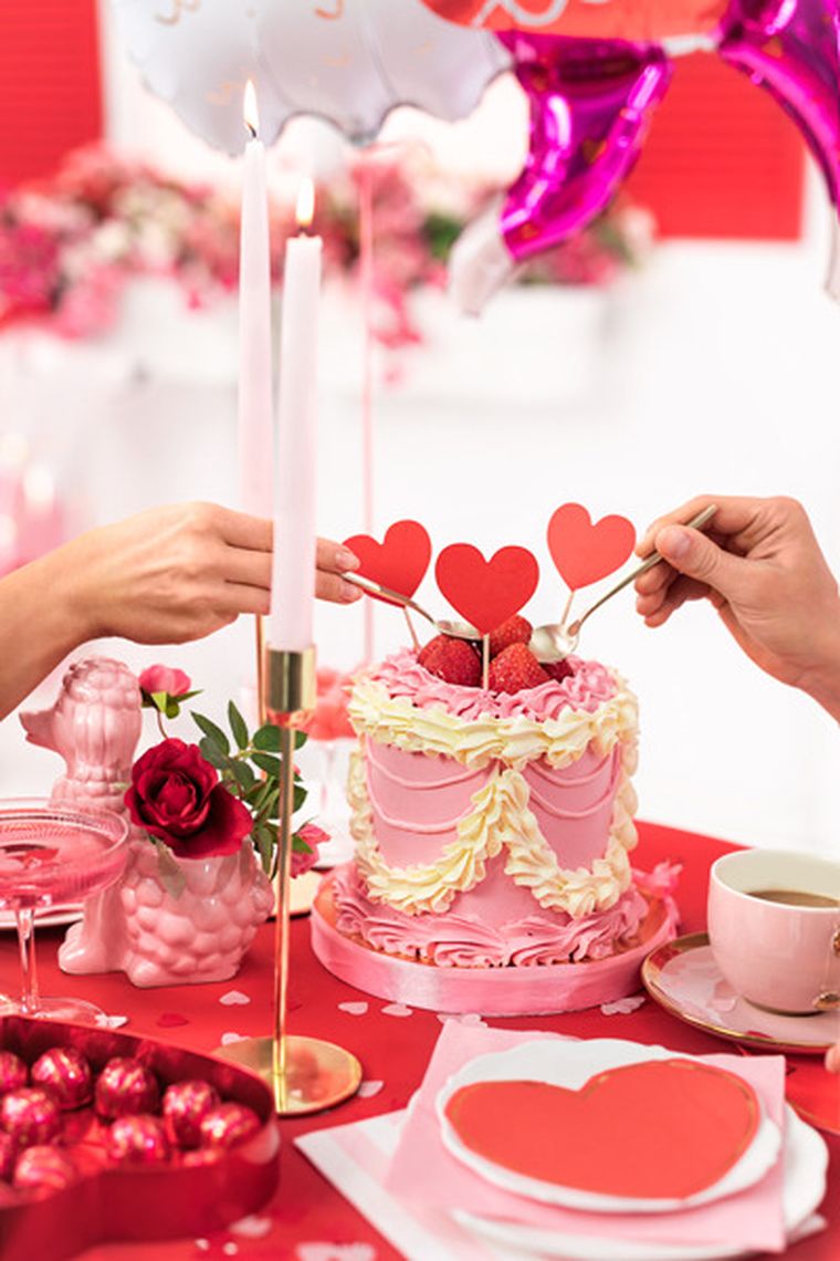 PartyDeco, dekoracje do muffinek Serca, 11 cm, 6 szt.