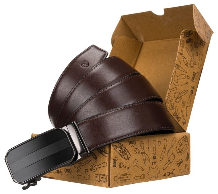 Pasek męski, brązowy, skórzany, Peterson