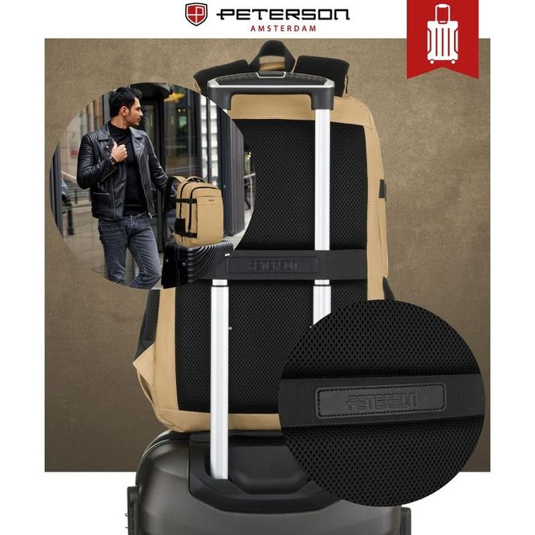 Peterson, plecak podróżny, 2-komorowy, khaki