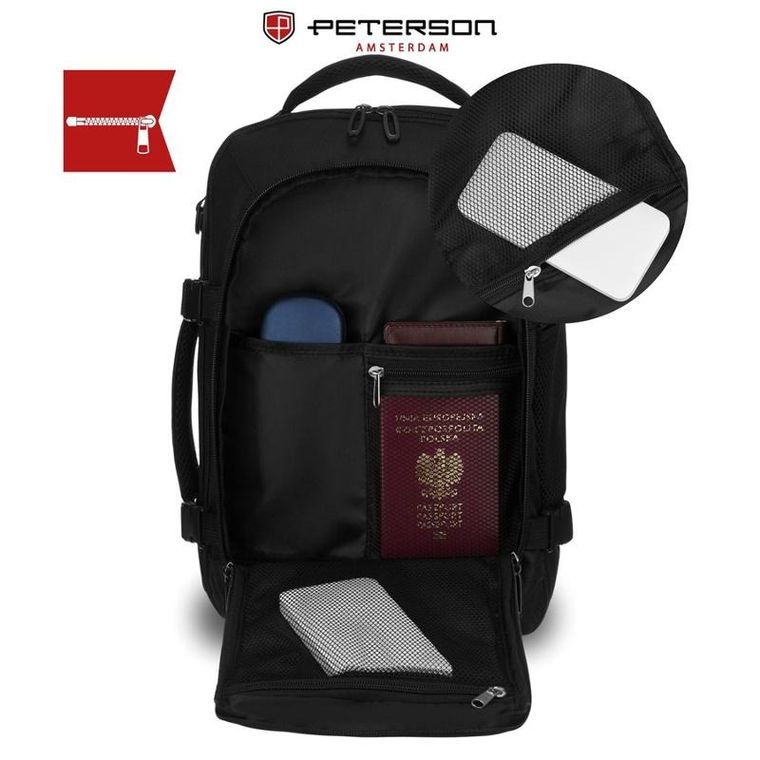 Peterson, plecak podróżny plecak, 2-komorowy, czarny