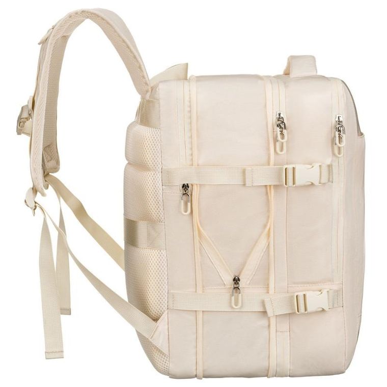 Peterson, plecak podróżny z siatkowaną przegrodą i paskami kompresyjnymi, ecru