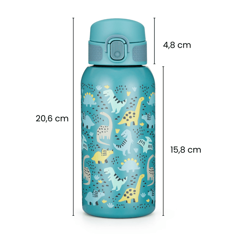Petite&Mars, butelka termiczna ze stali nierdzewnej z ustnikiem, dino park, 500 ml