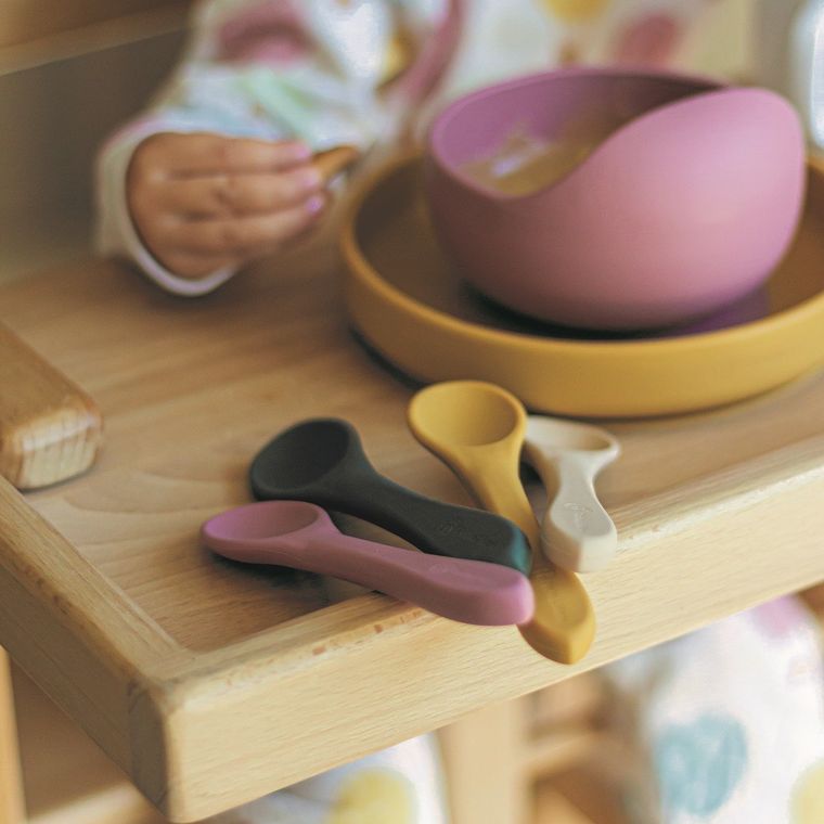 Petite&Mars, Take&Match, silikonowe sztućce, Misty Green, 6m+