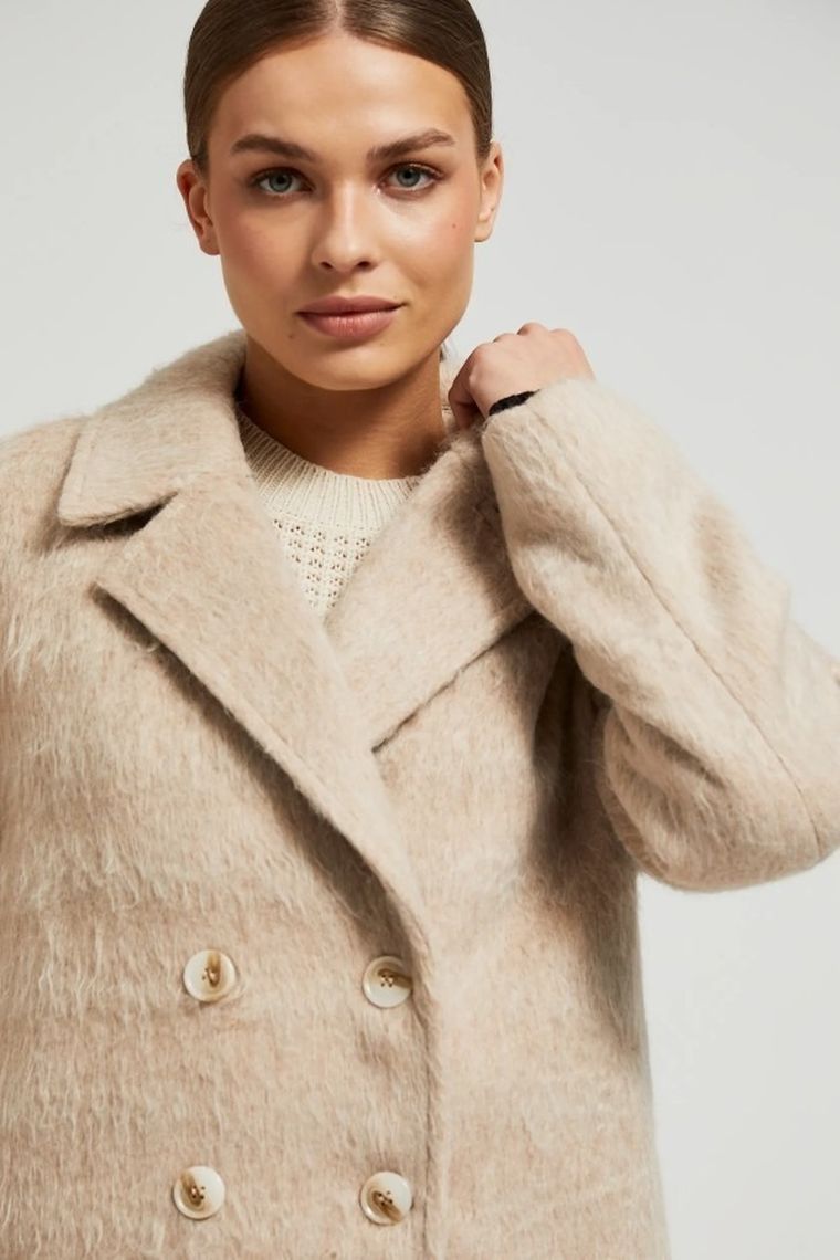 Płaszcz damski, beżowy, Moodo