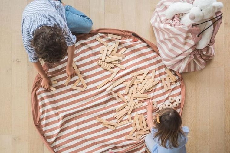 Play&Go, worek na zabawki i mata do zabawy, Stripes Brown, 140 cm