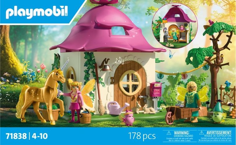 Playmobil, Princess Magic, Przytulny dom wróżek i złoty jednorożec, 71838