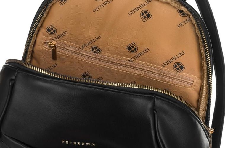 Plecak, czarny, skóra ekologiczna, Peterson