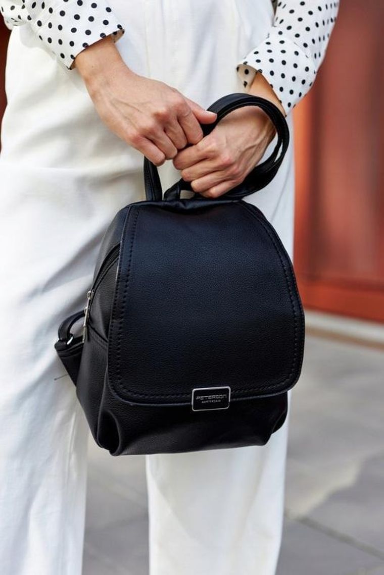 Plecak, czarny, skóra ekologiczna, Peterson