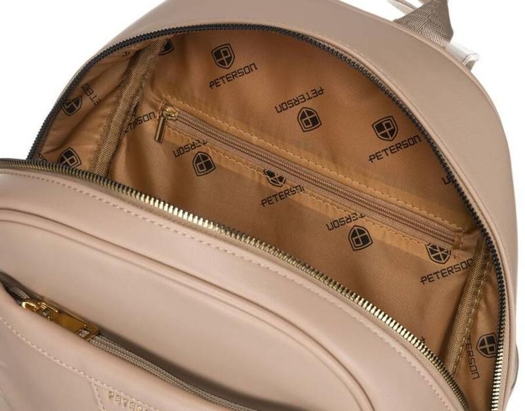 Plecak damski, beżowy, skóra ekologiczna, Peterson
