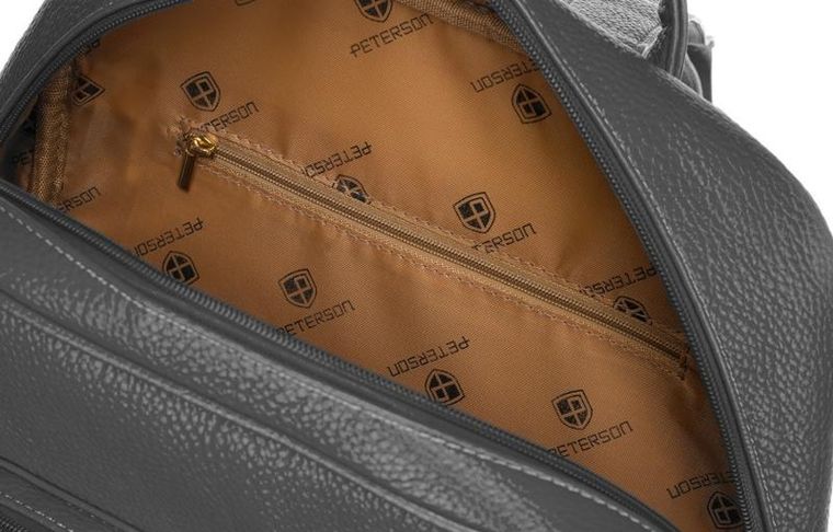Plecak damski, szary, skóra ekologiczna, Peterson