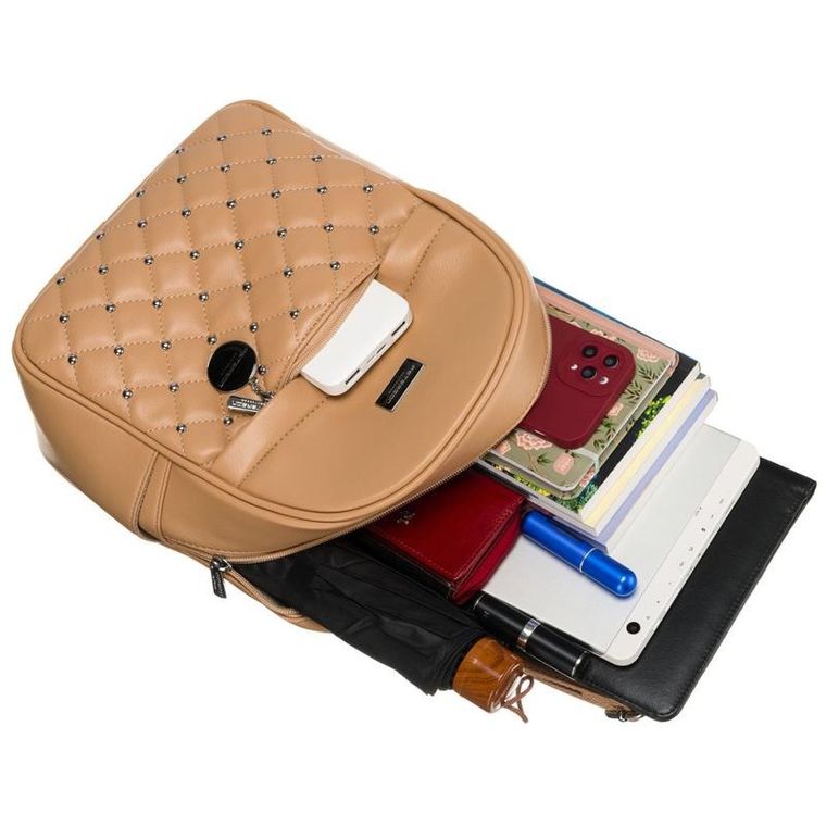 Plecak miejski, beżowy, skóra ekologiczna, Peterson