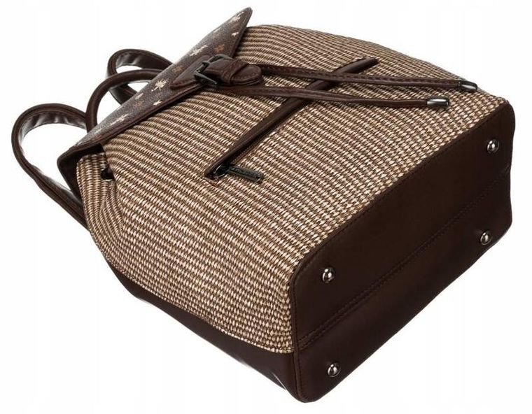 Plecak miejski, brązowy, skóra ekologiczna, David Jones