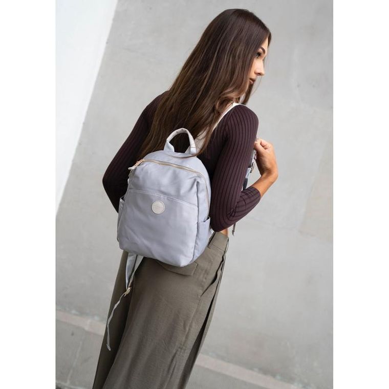 Plecak miejski, szary, skóra ekologiczna, Peterson