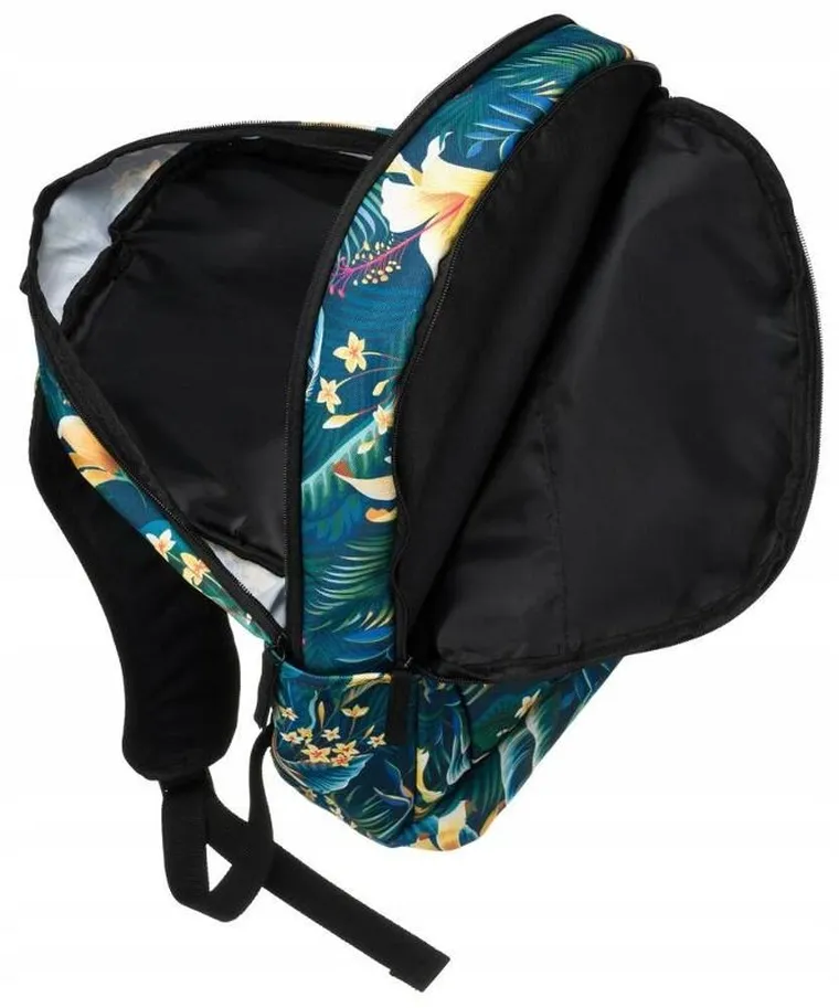 Plecak miejski, turkusowy, roślinny wzór, Rovicky