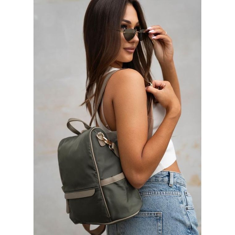 Plecak miejski, zielony, skóra ekologiczna, Peterson