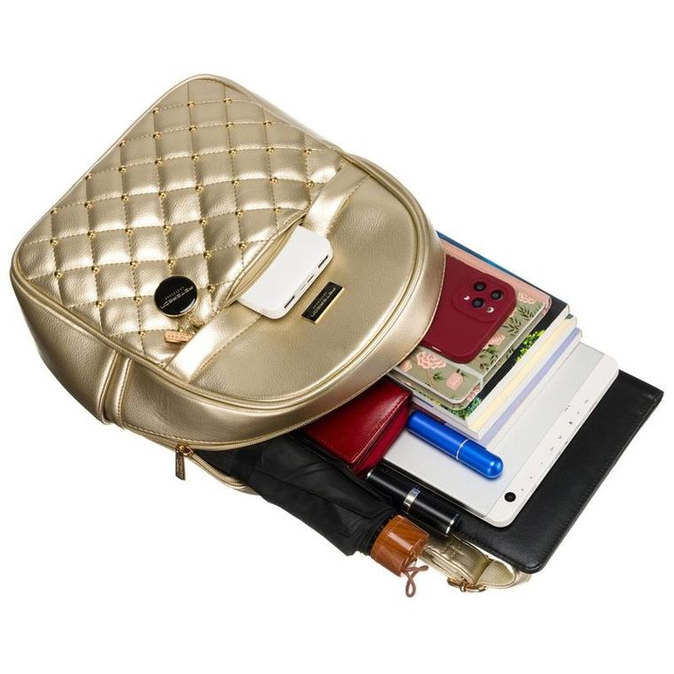 Plecak miejski, złoty, skóra ekologiczna, Peterson