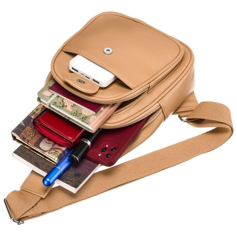 Plecak na jedno ramię, saszetka, beżowy, Peterson