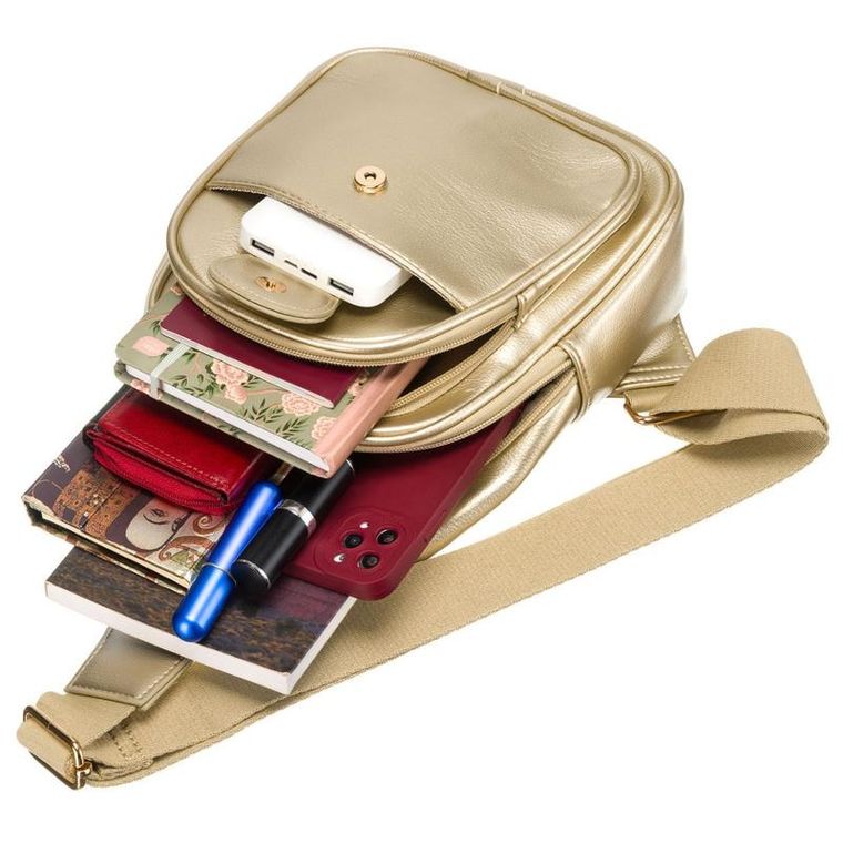 Plecak na jedno ramię, saszetka, złoty, Peterson