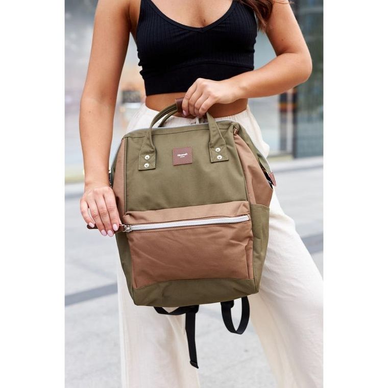 Plecak na laptopa, zielony, wodoodporny, port USB, Himawari