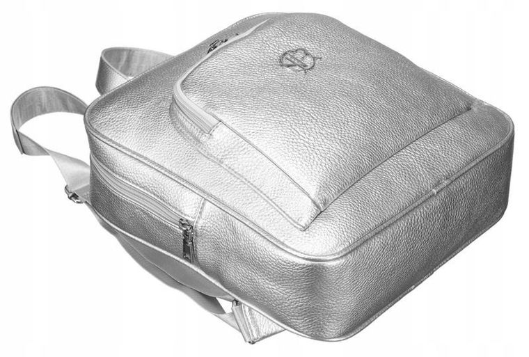 Plecak, srebrny, skóra ekologiczna, Rovicky