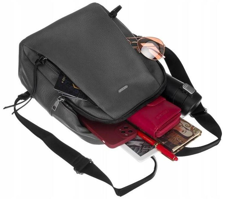 Plecak, szary, skóra ekologiczna, Rovicky