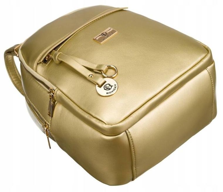 Plecak, złoty, skóra ekologiczna, Rovicky