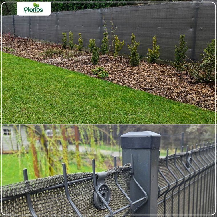 Plonos, siatka cieniująca, 1,5-50m 110g/m2 + 50 zacisków, szara