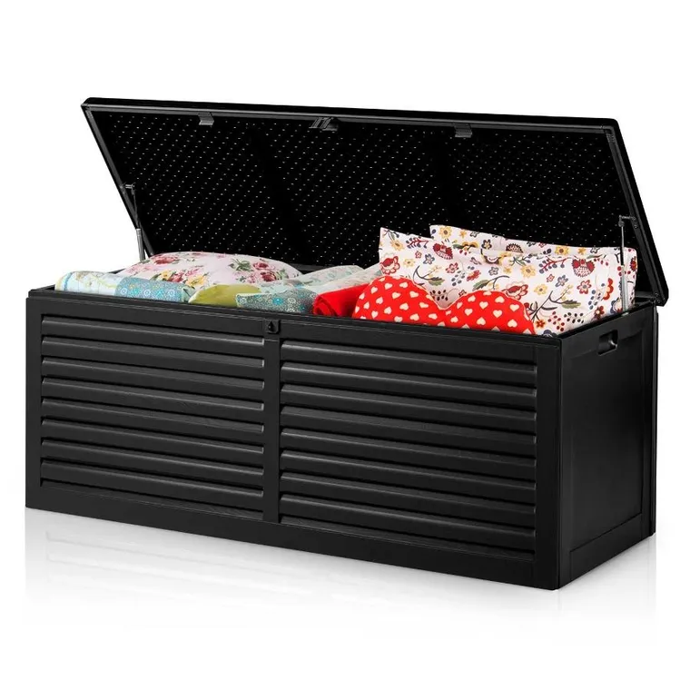 Plonos, skrzynia ogrodowa, czarna, 143,5-57-53,5 cm, 390l