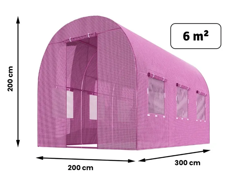 Plonos, tunel ogrodowy, 2-3 m, 6 m², różowy