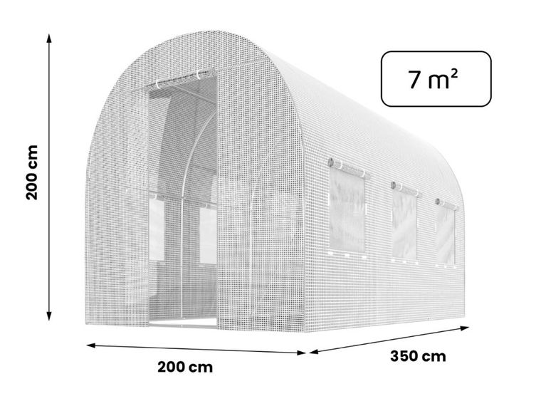 Plonos, tunel ogrodowy, 2-3,5 m, 7 m², biały