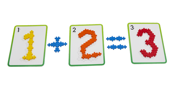 Plus-Plus, Learn to build, ABC 123, mini klocki, mix, 2000 szt., zestaw z płytkami i kartami pracy