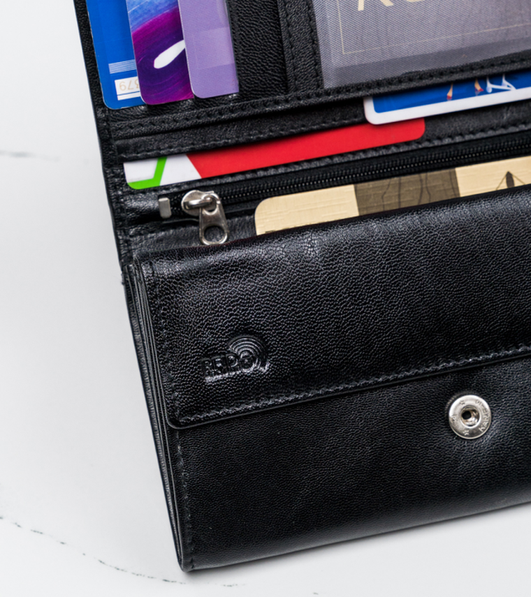 Podłużny portfel damski z bydlęcej skóry naturalnej, Cavaldi