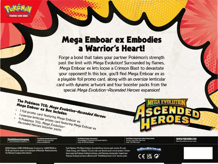 Pokemon TCG: Mega Evolution, Ascended Heroes, Mega Emboar ex Box, gra karciana