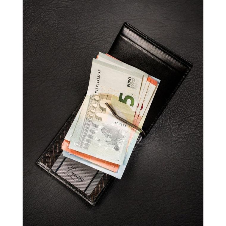 Portfel, banknotówka, czarny, skórzany, Rovicky