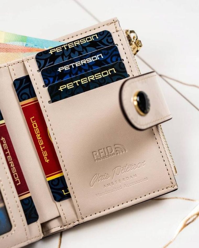 Portfel, beżowy, skóra ekologiczna, Peterson