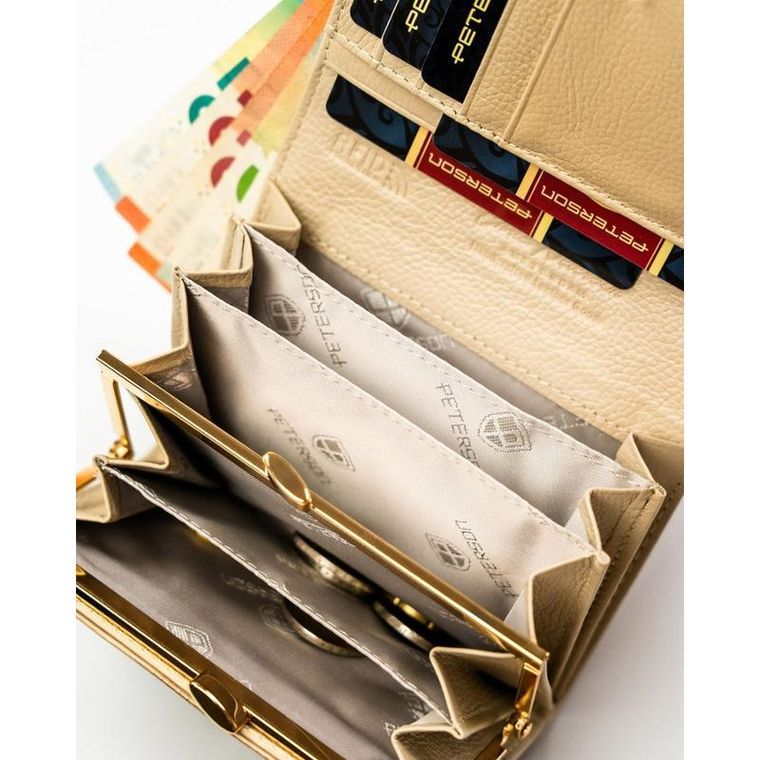 Portfel, beżowy, skóra ekologiczna, Peterson