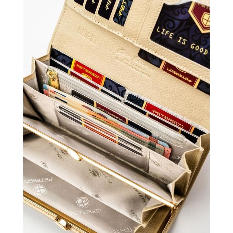 Portfel, beżowy, skóra ekologiczna, Peterson