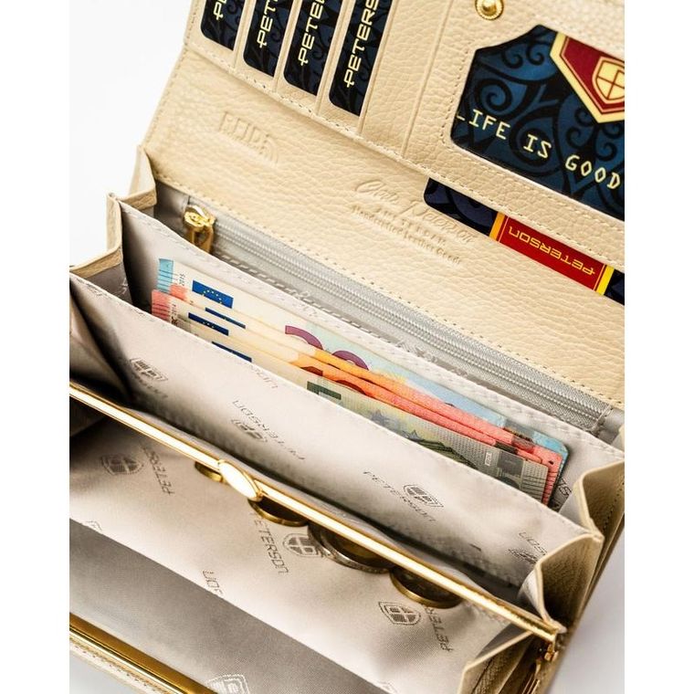 Portfel, beżowy, skóra ekologiczna, Peterson